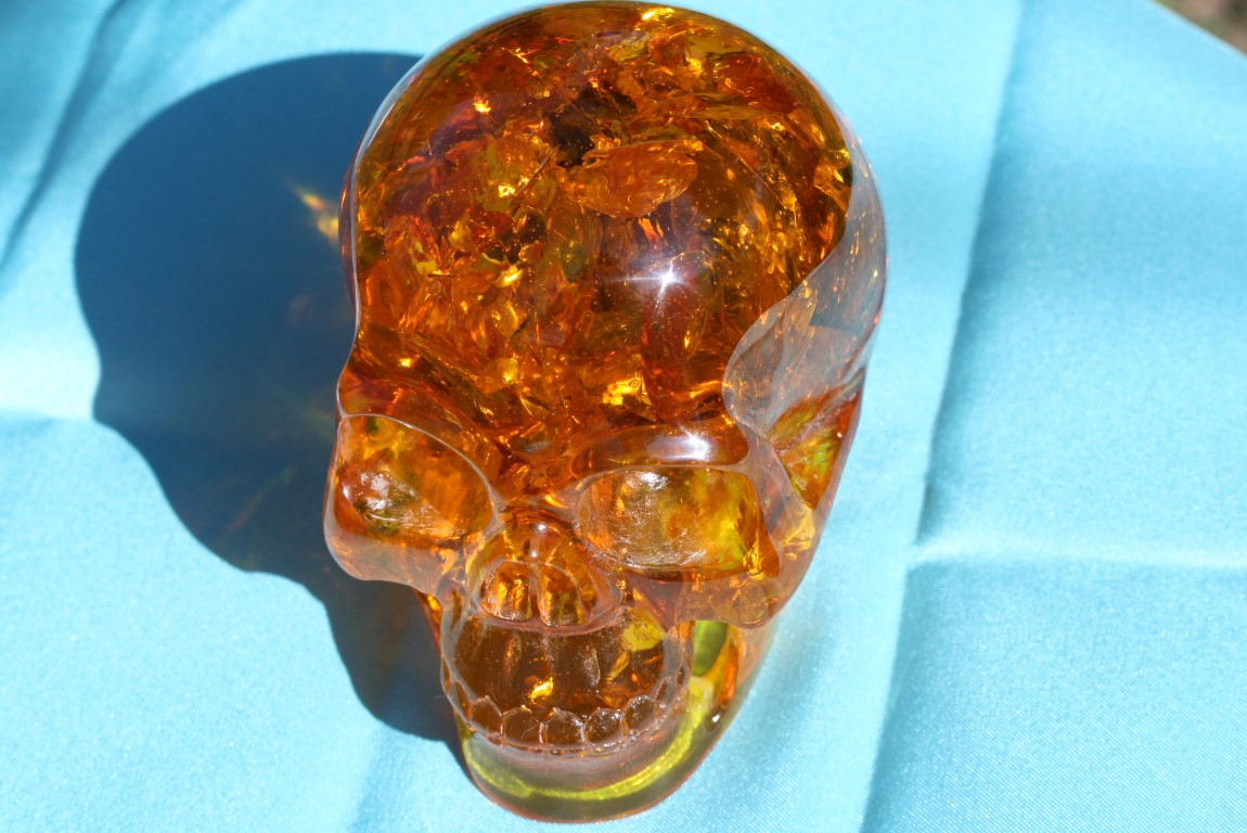 Amber Reconstituted Skull light warmth solar energy clarification healing 5077